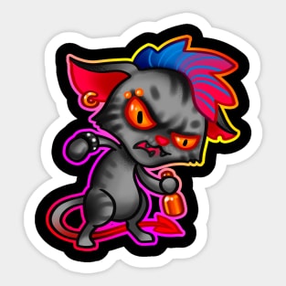 rocker cat with outline Sticker